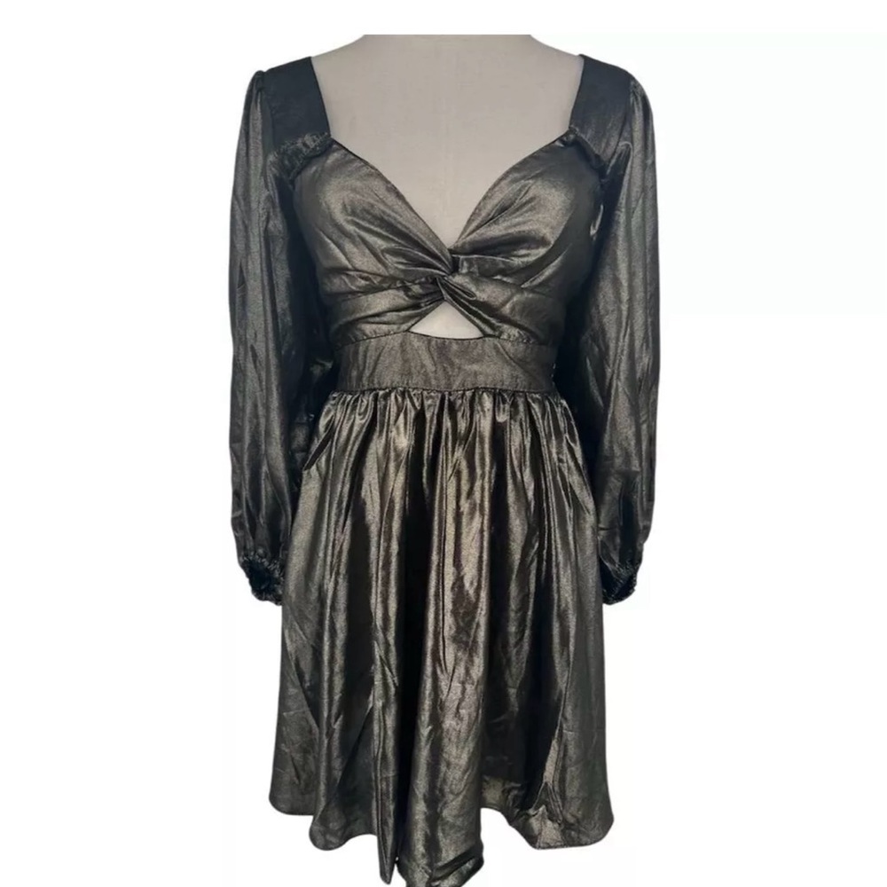 NWT Angie‎ Black Gold Metallic Mini Dress Size Smalll